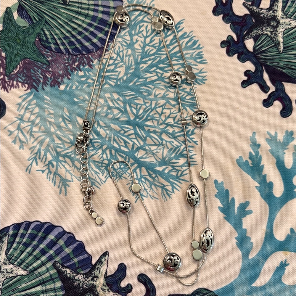 Bright silver long necklace